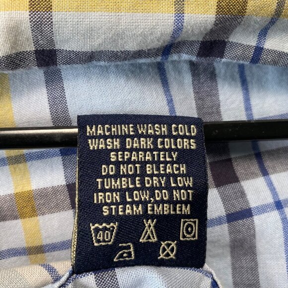 Eddie D Boardsports Mens 3XLT Plaid‎ Button-Up Shirt Yellow/Blue Short Sleeve - Picture 8 of 8